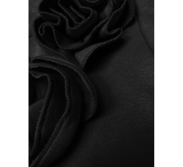 Černá úpletová mikina s růžemi (16023)