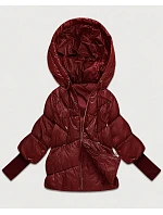 Dámská bunda s pletenými manžetami, oversize, vínová (B6078-27)