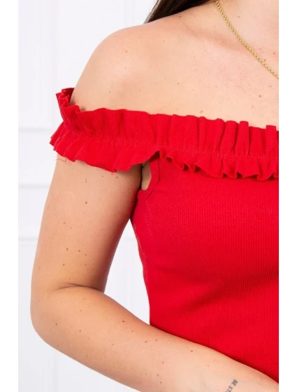 Španělská halenka s volánky červená Španělská halenka s volánky červená