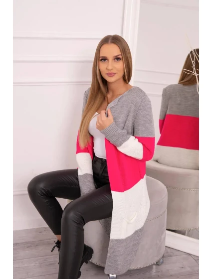 Šedý+malinový pruhovaný svetr Šedý+malinový pruhovaný svetr