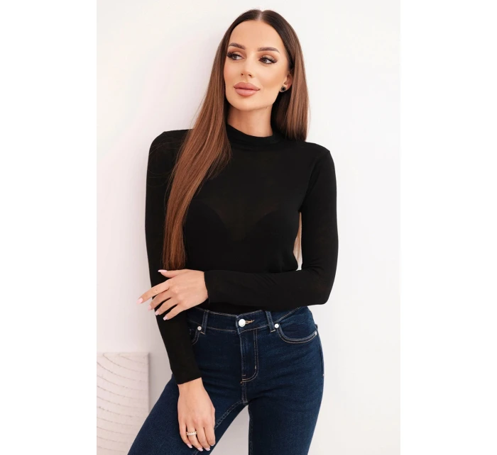 Dámská blůza s rolákem a dlouhým rukávem z kašmíru černá Dámská blůza s rolákem a dlouhým rukávem z kašmíru černá