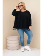 Dámská bavlněná blůza Plus Size s třásněmi černá