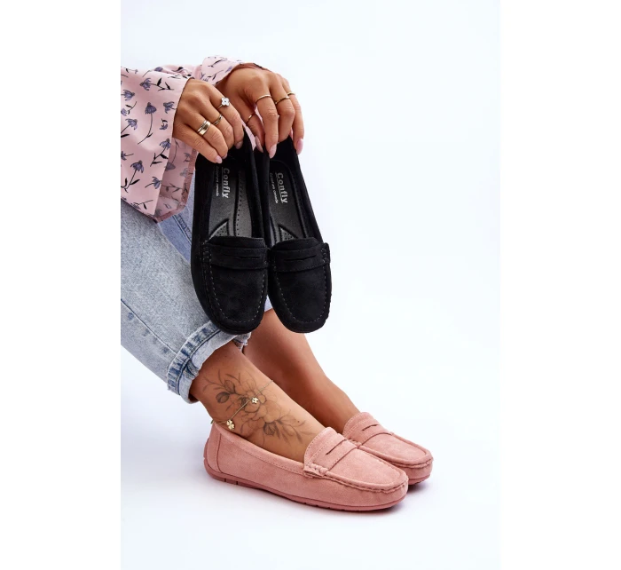 Dámské semišové mokasíny světle růžové model 21625549 - Boto