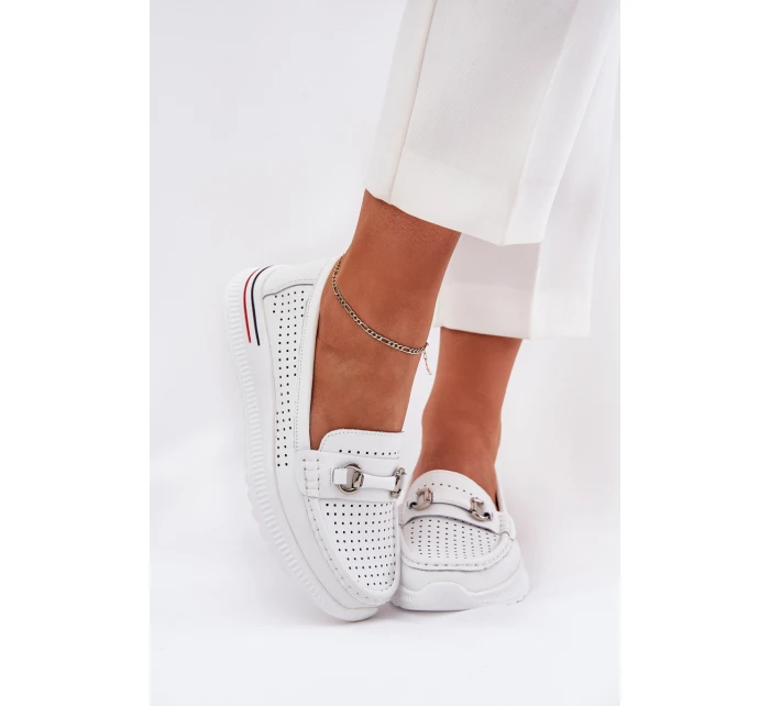 baleríny z přírodní kůže  bílé model 21686565 - VINCEZA