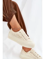Dámské Krajkové Tenisky Big Star RR274746 Béžové Dámské Krajkové Tenisky Big Star RR274746 Béžové