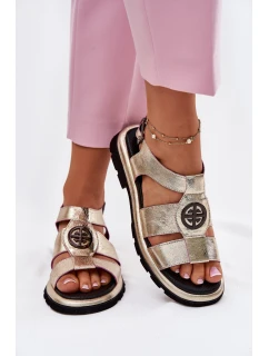 Kožené dámské sandály lakované s ozdobným detailem Artiker 56C0691 černé