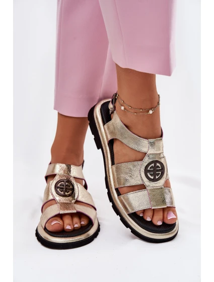 Kožené dámské sandály lakované s ozdobným detailem Artiker 56C0691 černé