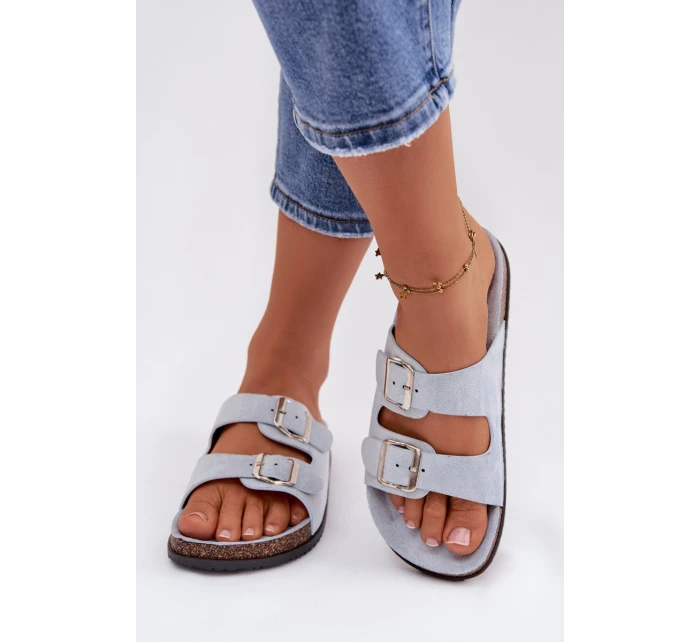 Dámské pantofle s přezkami Modré model 21908448 - Boto