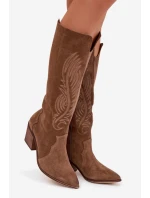 Semišové Kožené Na Podpatku  Béžové model 22031651 - Zazoo