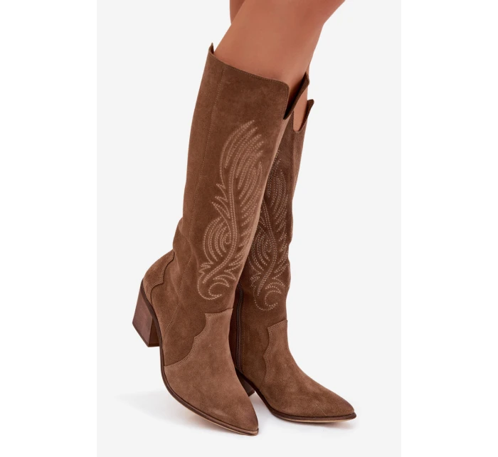 Semišové Kožené Na Podpatku  Béžové model 22031651 - Zazoo