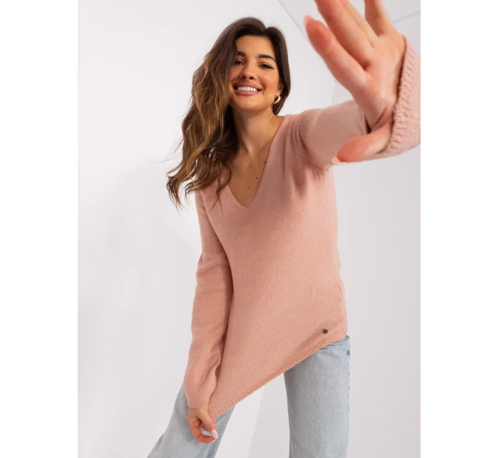 Sweter model 19005850 jasny różowy - FPrice Sweter model 19005850 jasny różowy - FPrice