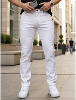 Pánské bílé džíny slim fit UX4487 bílé - FashionStreet