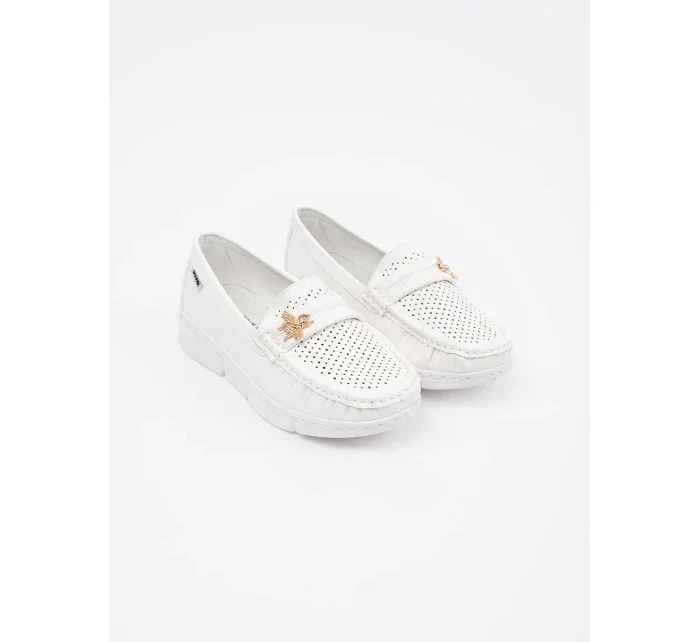 Luxusní dámské bílé  mokasíny bez podpatku