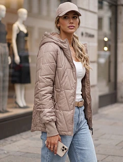 Kurtka damska przejściowa pikowana z kapturem beżowa model 22346154 - FashionStreet