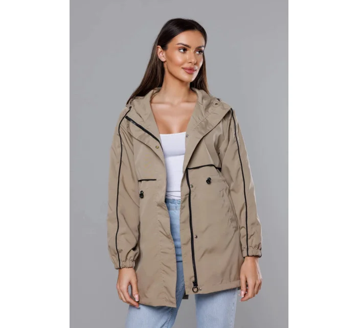 Tenká béžová dámská bunda s podšívkou model 18019160 - S'WEST Tenká béžová dámská bunda s podšívkou model 18019160 - S'WEST