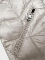 Dámská prošívaná bunda v barvě ecru pro přechodné období s kapucí Glakate (LU-2202)