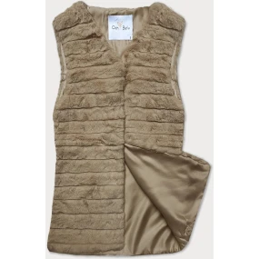 Kožešinová vesta ve velbloudí barvě s podšívkou (2114)