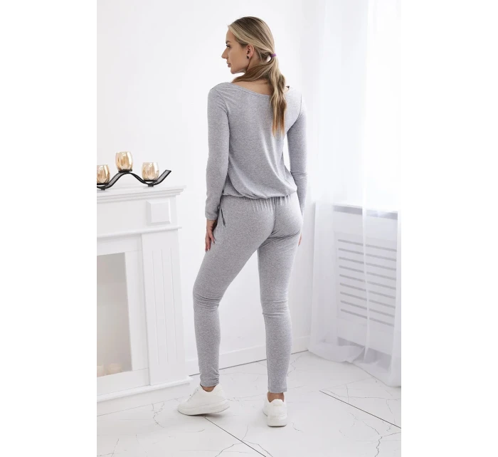 Viskózový overal do pasu šedý