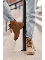 Ocieplené semišové dámské botky traperky béžové Jailina Ocieplené semišové dámské botky traperky béžové Jailina