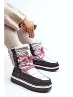 Dámské zimní boty s šněrováním stříbrné model 21644713 - Boto