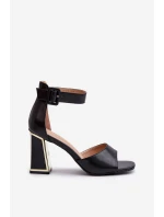 Elegantní černé dámské sandály na podpatku Rosazara