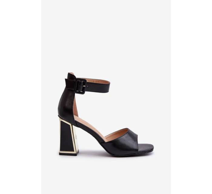 Elegantní černé dámské sandály na podpatku Rosazara