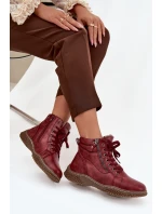 Dámské kozačky s teplým kožíškem z eko kůže bordové Ulverina Dámské kozačky s teplým kožíškem z eko kůže bordové Ulverina