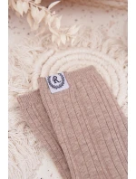 Bavlněné ponožky pruhované dámské béžové