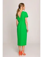 S398 Tužkové šaty s rozparkem na boku - zelené S398 Tužkové šaty s rozparkem na boku - zelené