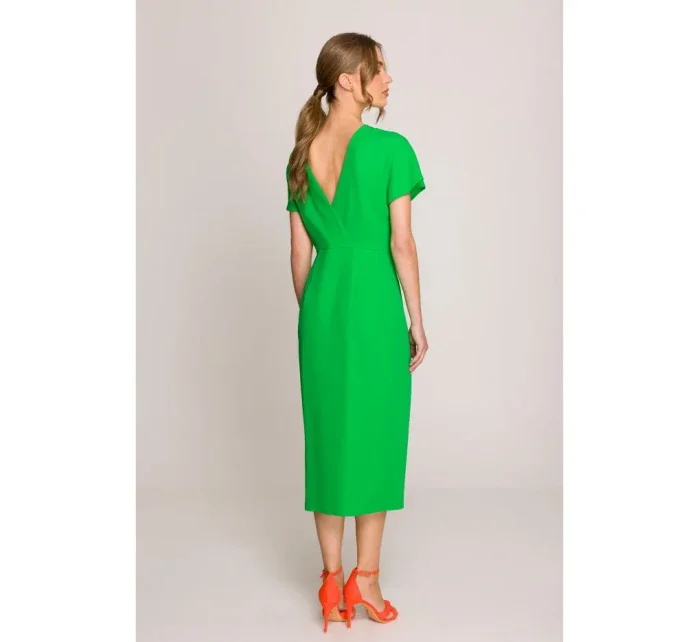 S398 Tužkové šaty s rozparkem na boku - zelené S398 Tužkové šaty s rozparkem na boku - zelené