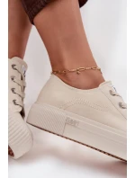 Dámské trampky na platformě LEE ISLA C WOMEN LOW – béžové