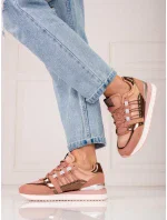 Stylové dámské  tenisky růžové bez podpatku