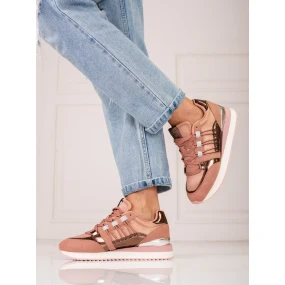 Stylové dámské  tenisky růžové bez podpatku