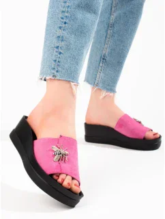 Jedinečné  nazouváky dámské růžové na klínku