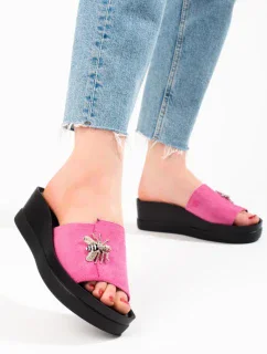 Jedinečné  nazouváky dámské růžové na klínku