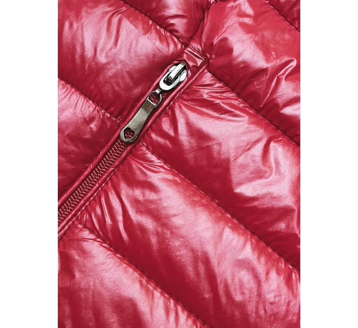 Červená prošívaná dámská bunda se stojáčkem (16M9108-270)