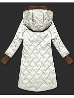 Dámská prošívaná bunda v barvě ecru s ozdobnými vsadkami model 21308860 - HONEY WINTER Dámská prošívaná bunda v barvě ecru s ozdobnými vsadkami model 21308860 - HONEY WINTER