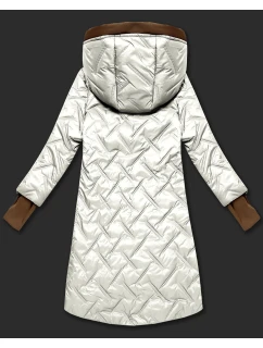 Dámská prošívaná bunda v barvě ecru s ozdobnými vsadkami model 21308860 - HONEY WINTER