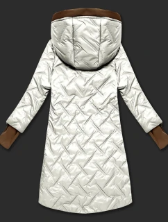 Dámská prošívaná bunda v barvě ecru s ozdobnými vsadkami model 21308860 - HONEY WINTER