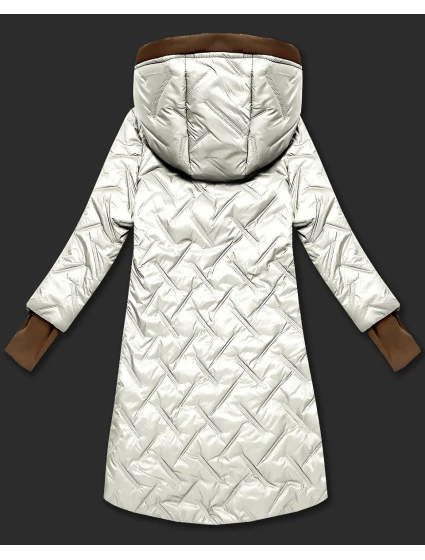 Dámská prošívaná bunda v barvě ecru s ozdobnými vsadkami model 21308860 - HONEY WINTER