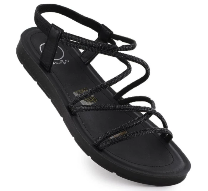 Dámské římské sandály Filippo se zirkony černé DS6884 Dámské římské sandály Filippo se zirkony černé DS6884