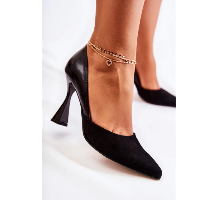 Módní kožené lodičky v barvě Černá model 21586180 - Boto