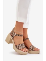 Zazoo 40386 Dámské Kožené Sandály Na Korku Leopardí Hnědo-Bežové