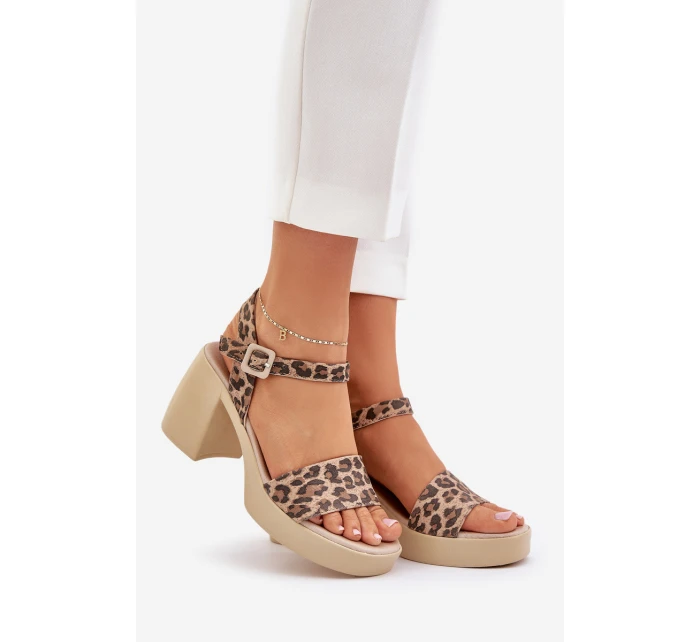 Zazoo 40386 Dámské Kožené Sandály Na Korku Leopardí Hnědo-Bežové