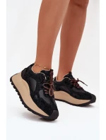 Kožené Sneakersy Na Platformě Dámské Big Star model 21705730 HIPOLY SYSTEM Černé - Big Star Shoes Kožené Sneakersy Na Platformě Dámské Big Star model 21705730 HIPOLY SYSTEM Černé - Big Star Shoes