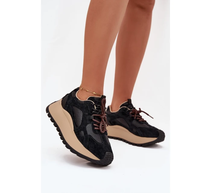 Kožené Sneakersy Na Platformě Dámské Big Star model 21705730 HIPOLY SYSTEM Černé - Big Star Shoes Kožené Sneakersy Na Platformě Dámské Big Star model 21705730 HIPOLY SYSTEM Černé - Big Star Shoes