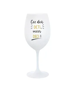 CEZ DEŇ DETI, VEČER DECI! - biely pohár na víno 350 ml