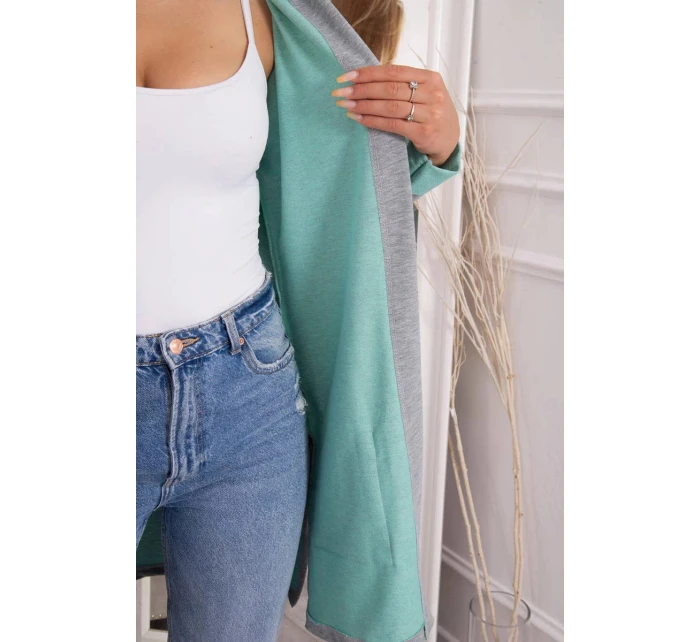 Dvoubarevná pelerína s kapucí 21679 mint+šedá - Kesi