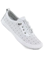 Dámské ažurové kožené polobotky bílé T.Sokolski 1302