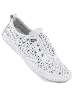 Dámské ažurové kožené polobotky bílé T.Sokolski 1302